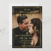 Invitation Mariage photo classique moderne élégant or (Devant)