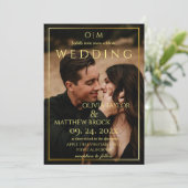 Invitation Mariage photo classique moderne élégant or (Debout devant)