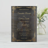 Invitation Mariage photo classique moderne faux gald & couple (Debout devant)