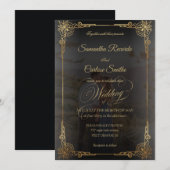 Invitation Mariage photo classique moderne faux gald & couple (Devant / Derrière)