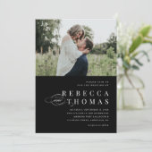 Invitation Mariage photo classique noir et blanc élégant (Debout devant)
