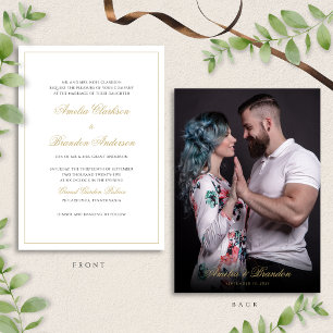 Invitation Mariage photo classique noir et or