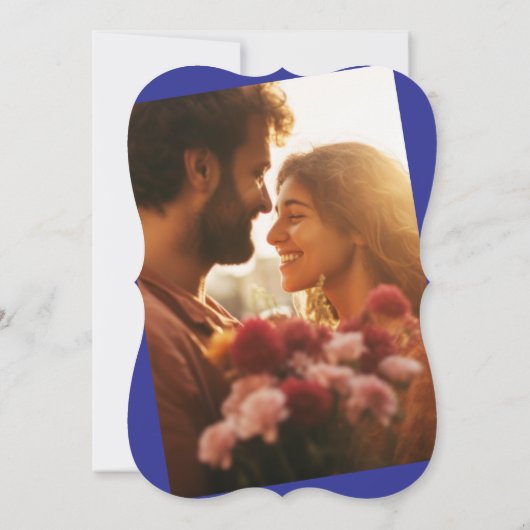 Invitation Mariage photo Cobalt Blue Boho Doodle Overlay (Dos)