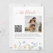 Invitation Mariage photo code QR de fleurs sauvages boho (Dos)