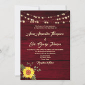 Invitation Mariage photo code QR Tournesol rustique (Devant)