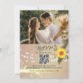 Invitation Mariage photo code QR Tournesol rustique (Dos)
