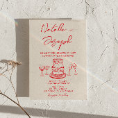 Invitation Mariage Photo Code QR Unique Rouge Dessiné à la Ma