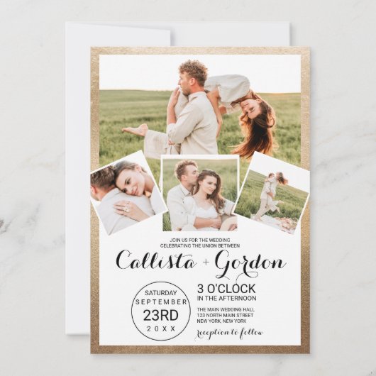 Invitation Mariage photo Collage simple or moderne (Dos)