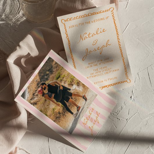 Invitation Mariage photo coloré à la main