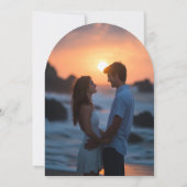 Invitation Mariage photo coquille blanche aqua typographie mi (Dos)