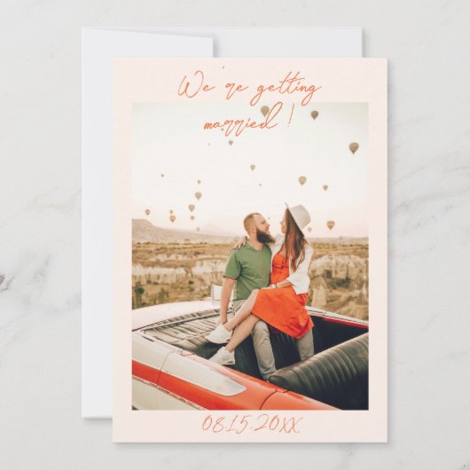 Invitation Mariage photo couleur brillant à main rétro (Dos)