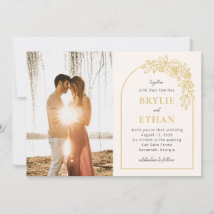 Invitation Mariage photo couleur modifiable de l'arc floral