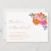 Invitation Mariage photo couleur rose et orange floral (Devant)
