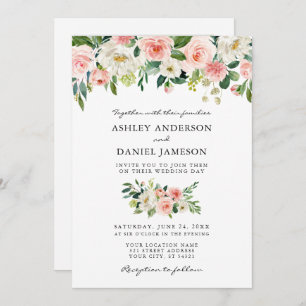 Invitation Mariage photo couleur rose pâle rose