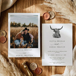Invitation Mariage Photo Crâne de Vache Occidental Minimalist