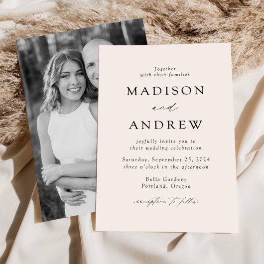 Invitation Mariage photo Cream Modern Elegance
