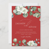 Invitation Mariage photo Crimson Red Eucalyptus (Devant)
