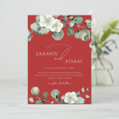 Invitation Mariage photo Crimson Red Eucalyptus (Debout devant)
