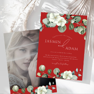 Invitation Mariage photo Crimson Red Eucalyptus