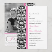 Invitation Mariage photo Damask classique (Devant / Derrière)