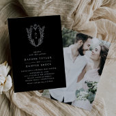 Invitation Mariage photo DAPHNE Botanical Dark Black élégant