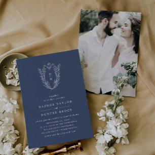 Invitation Mariage photo DAPHNE Dark Blue White