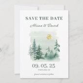 Invitation Mariage photo d'arbre à pin rustique Enregistrer l (Devant)