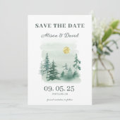Invitation Mariage photo d'arbre à pin rustique Enregistrer l (Debout devant)