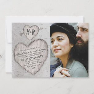 Invitation Mariage Photo d'Arbre de bouleau argenté rustique