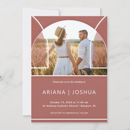 Invitation Mariage photo d'Arch Rose assez Dusty (Devant)