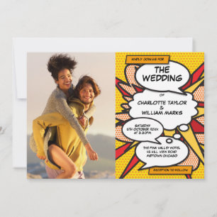 Invitation Mariage photo de bande dessinée géométrique modern