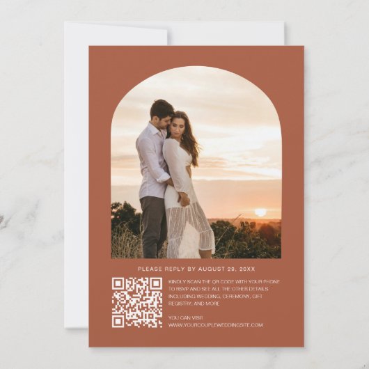 Invitation Mariage photo de cadrage de code QR de script mini (Dos)