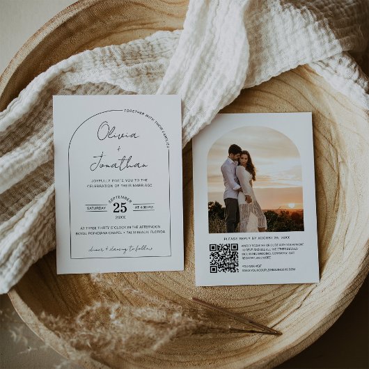 Invitation Mariage photo de cadrage de code QR de script mini