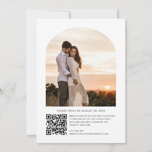 Invitation Mariage photo de cadrage de code QR de script mini (Dos)