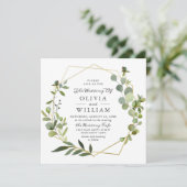 Invitation Mariage photo de cadre géométrique Eucalyptus mode (Debout devant)