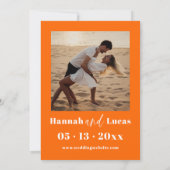 Invitation Mariage photo de calligraphie rose et orange chaud (Dos)