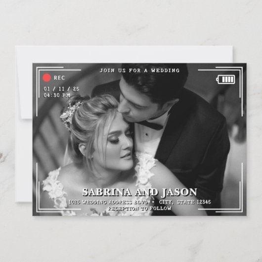 Invitation Mariage photo de caméra vidéo (Devant)