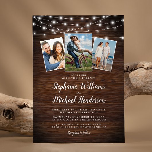 Invitation Mariage photo de campagne rustique