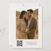 Invitation Mariage photo de code QR beige neutre (Dos)
