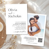 Invitation Mariage photo de code QR de script chic moderne