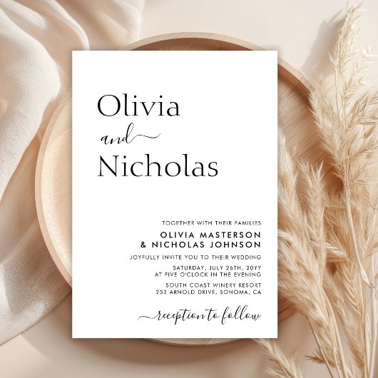 Invitation Mariage photo de code QR de script chic moderne