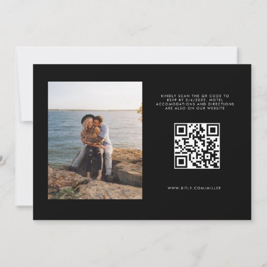 Invitation Mariage photo de code QR de script moderne (Dos)