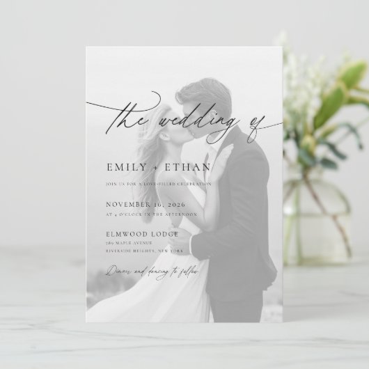 Invitation Mariage photo de code QR de script moderne (Debout devant)