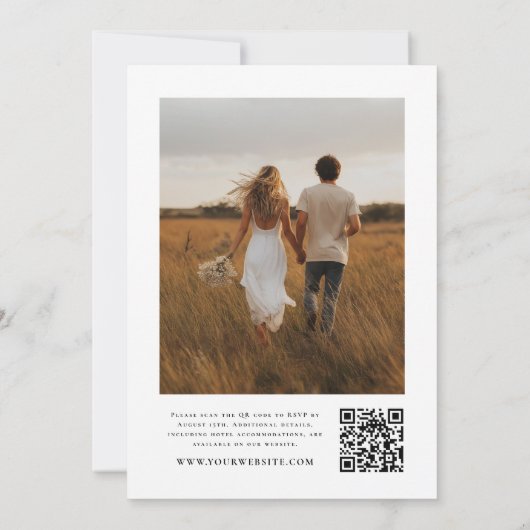 Invitation Mariage photo de code QR de script moderne (Dos)
