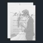 Invitation Mariage photo de code QR de script moderne<br><div class="desc">Ce Simple Script moderne QR Code Photo Faire-part de mariage avec deux toiles de superposition candide photo du couple heureux superposé avec un script élégant.</div>