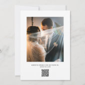 Invitation Mariage photo de code QR noir et blanc en gras (Dos)