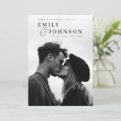 Invitation Mariage photo de code QR noir et blanc esthétique (Debout devant)