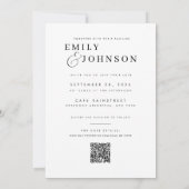 Invitation Mariage photo de code QR noir et blanc esthétique (Dos)