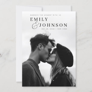 Invitation Mariage photo de code QR noir et blanc esthétique