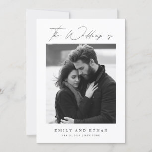 Invitation Mariage photo de code QR noir et blanc moderne